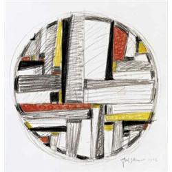 FRITZ GLARNER (1899-1972) M STUDIE ZU TONDO Kohle und Kreide auf Papier Unten rechts signiert und...