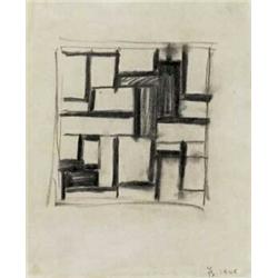 FRITZ GLARNER (1899-1972) M KOMPOSITION Kohle auf Papier Unten rechts monogrammiert und datiert 1...