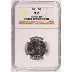 1961 WASHINGTON QUARTER, NGC PROOF-68  WOW!