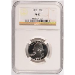 1962 WASHINGTON QUARTER, NGC PROOF-67  SUPER!