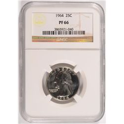 1964 WASHINGTON QUARTER, NGC PROOF-66!