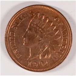 1904 INDIAN HEAD CENT, MS-62 RED/BROWN
