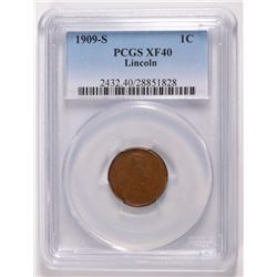 1909-S LINCOLN CENT, PCGS XF-40  KEY COIN!