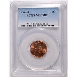 1954-D LINCOLN CENT, PCGS MS-65 RED