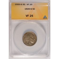 1920-S BUFFALO ANACS VF25
