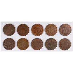 (10) 1864 TWO CENT