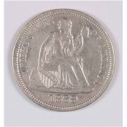 1869-S SEATED DIME XF-45