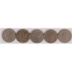 (5) THREE CENT NICKELS (81, 65, 66, 67, 69)