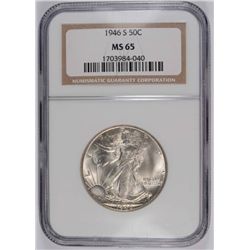 1946-S WALKING LIBERTY HALF DOLLAR NGC MS-65