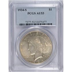 1934-S PEACE DOLLAR PCGS AU-53