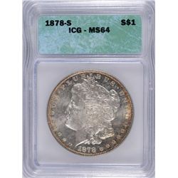 1878-S MORGAN DOLLAR ICG MS-64