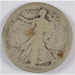 1916-D WALKING LIBERTY HALF DOLLAR G/VG