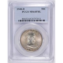 1948-D FRANKLIN HALF DOLLAR PCGS MS-64 FBL