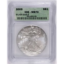 2003 SILVER AMERICAN EAGLE ICG MS-70