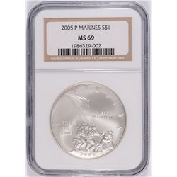 2005 MARINES COMMEN DOLLAR NGC MS-69