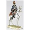 Image 1 : Huszár lovon Bécs, 19. sz. vége, festett, aranyozott porcelán, alján felirattal: ""Nusar 1798-1806""