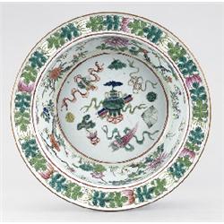Mosdótál Kína, Ch ing-kor, 19. sz. elso fele, festett porcelán, famille verte jellegu díszítéssel