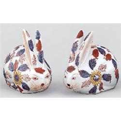 Nyuszi, 2 db Kína, 19. sz. közepe, Imari stílusú, festett porcelán