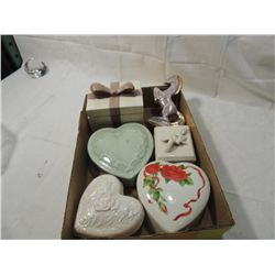 LOT 6 PIECES CHINA KEEPSAKE BOXES HORSE MORE