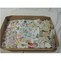 LARGE BOX LOT ALL FOREIGN STAMPS ON PAPER