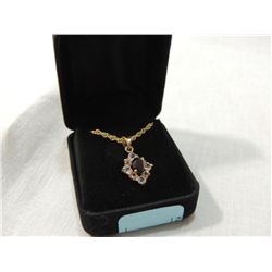 WOMANS FASHION GARNET / CZ GOLD TONE NECKLACE