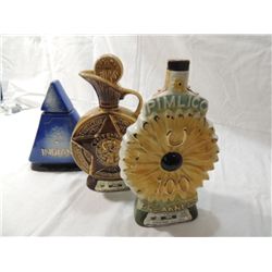 LOT 3 VINTAGE JIM BEAM WHISKEY CERAMIC DECANTER: