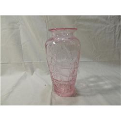 PINK GLASS VASE 10 INCHES TALL