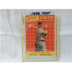 1958 TOPPS #489 JACKIE JENSEN BASEBALL CARD