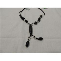 NEW LADIES NECKLACE BLACK CLEAR DECO CONTEMPORARY