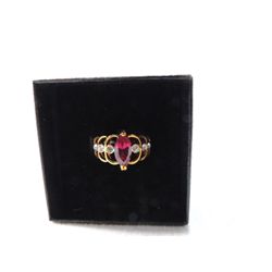 WOMANS RING GOLD TONE RUBY CZ