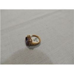 WOMANS RING GOLD TONE SZ 4 PURPLE STONE CZ