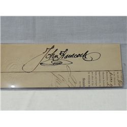 JOHN HANCOCK CUT SIGNATURE AUTOGRAPH NO COA
