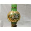 Image 2 : LOT 3 GREEN & AMBER GLASS, GOLD & PAINTED VASES &