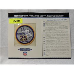 MINNESOTA VIKINGS 25TH ANNIVERSARY PATCH