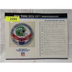 NEW YORK JETS 25TH ANNIVERSARY PATCH