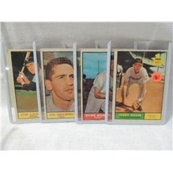 LOT 4 TOPPS 1961 BASEBALL PLAYERS CARDS