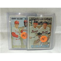 LOT 2 1967 TOPPS BASEBALL PLAYERS CARDS