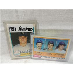 2 CARD LOT 1981 ROOKIES BASEBALL CARD DODGERS STAR