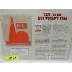 1938 FOR 1939 WORLDS FAIR COLLECTIBLE PATCH