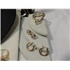 Image 2 : LOT 10 GOLD TONE JEWLERY RINGS NECKLACE EARRINGS