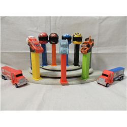 11 PEZ DISPENSERS NASCAR, DISNEY CARS, CUBS