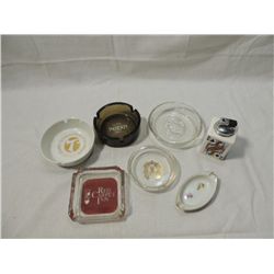 LOT 7 ASSORTED ASHTRAYS & TABLE LIGHTER