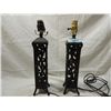 Image 1 : SET 2 CAST IRON SCROLLWORK TABLELAMPS