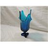 Image 1 : BLUE PEDESTAL ART VASE 9" TALL