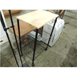 ROLL AROUND KITCHEN CART BUTCHER BLOCK TOP