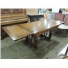 Image 1 : ANTIQUE OAK INLAID QTR SAW DINING TABLE LEAVES