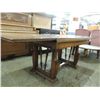 Image 2 : ANTIQUE OAK INLAID QTR SAW DINING TABLE LEAVES