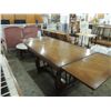 Image 4 : ANTIQUE OAK INLAID QTR SAW DINING TABLE LEAVES