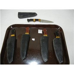5 Boot Knives w/ Sheaths, 3 Black Handles and 2 Brown Handles