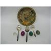 Image 1 : Daher Decorated Ware, England Fruit Bowl, 3 Alabaster Eggs, and 3 William Rogers Serving Spoons